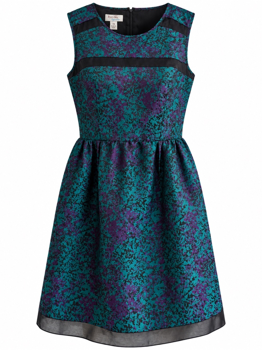 Ivy & Blu Maggy Boutique Teal Purple Jacquard Fit Flare Dress Size 10